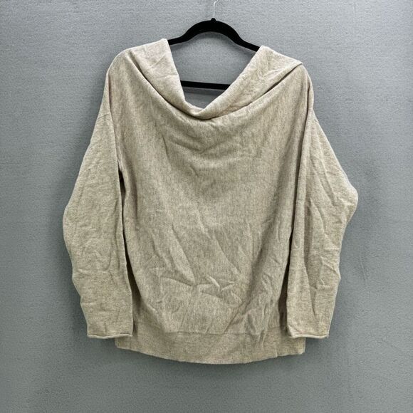 Fate Womens Beige Wool Blend Oversized V-Neck Pullover Sweater Large - Picture 8 of 8